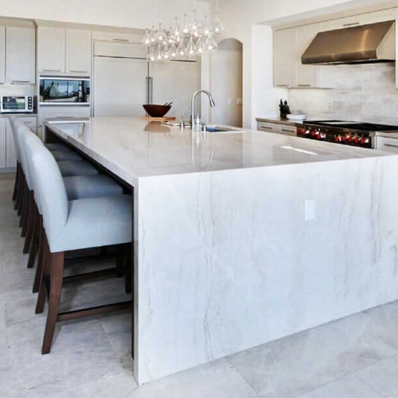 white-quartzite-waterfall-edge - Midwest Marble, Quartz and Granite