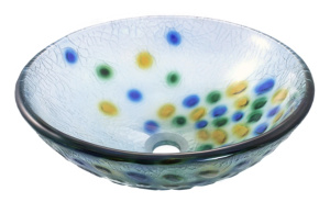 White Speckled Glass Vessel Sink