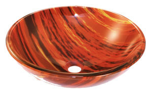 Red Stripe Glass Vessel Sink