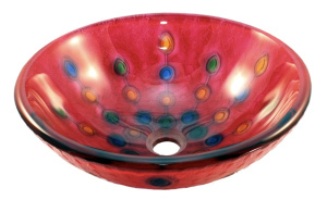 Red Glass Vessel Sink