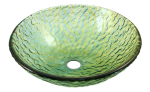 Vintage Green Glass Vessel Sink