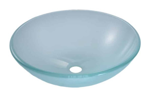 Powder Blue Glass Vessel Sink